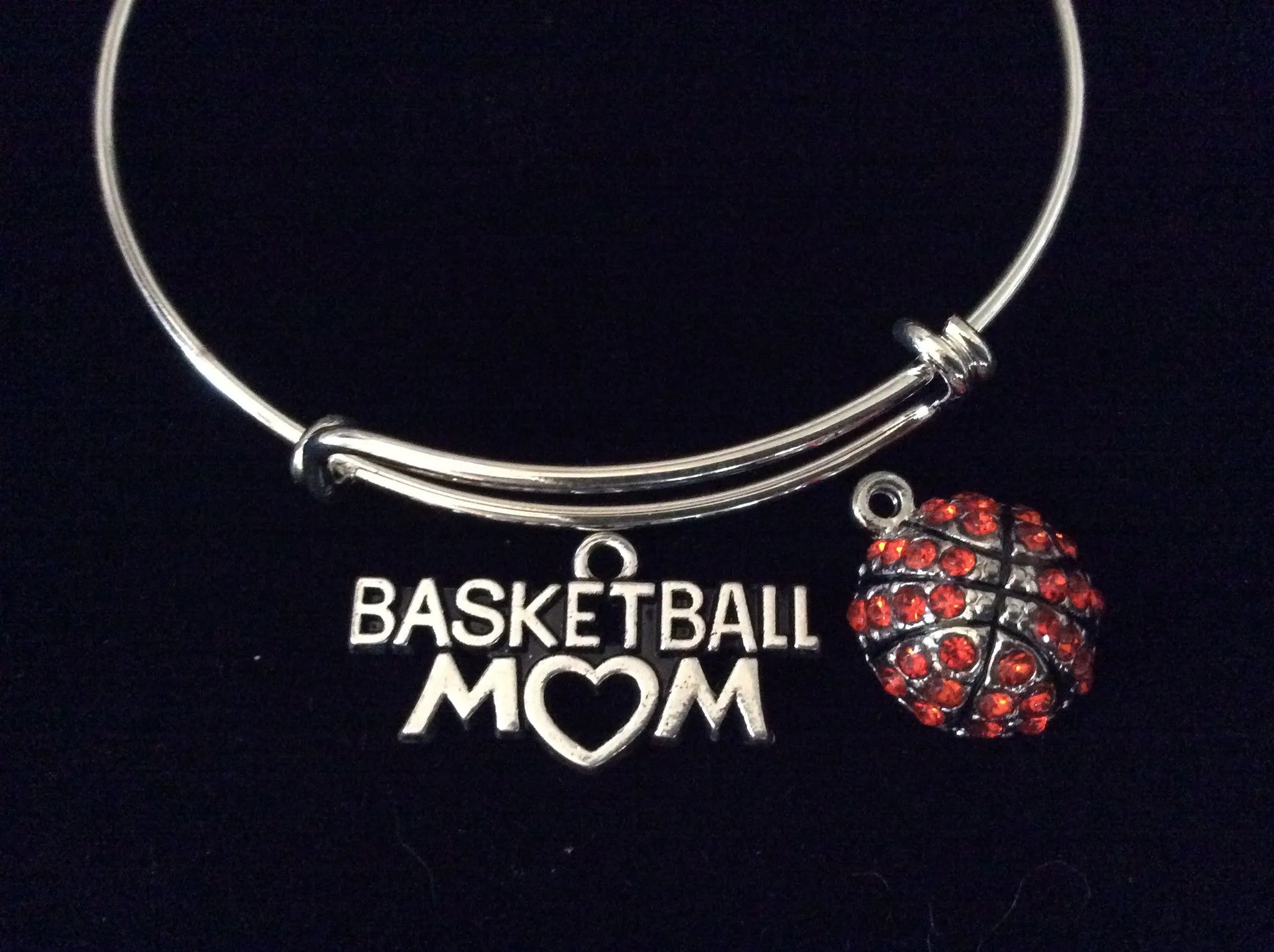 Basketball Mom Crystal Ball Charm Silver Expandable Charm Bracelet Sports Gift Adjustable BangleBasketball Mom Crystal Ball Charm Silver Expandable Charm Bracelet Sports Gift Adjustable Bangle