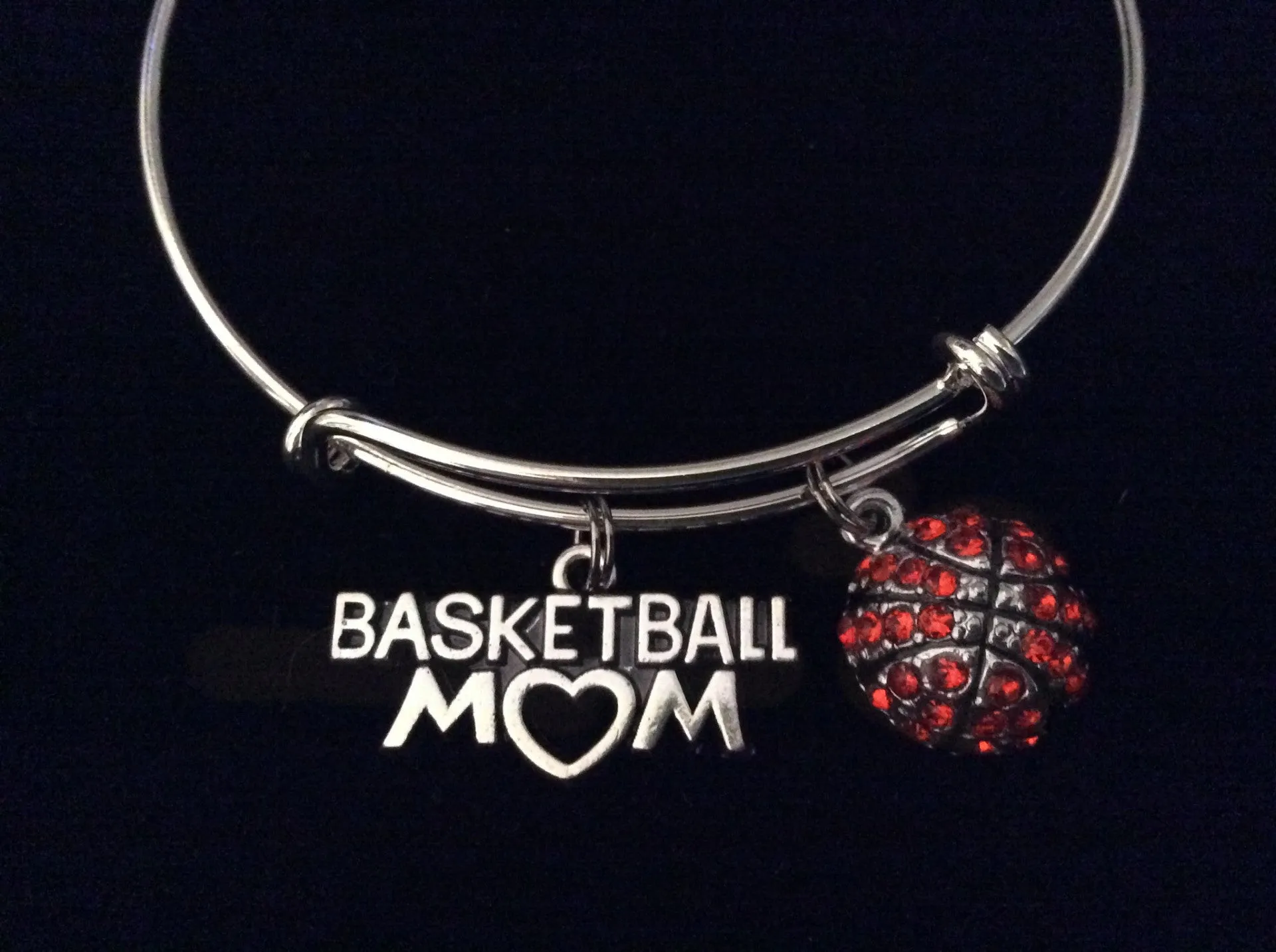 Basketball Mom Crystal Ball Charm Silver Expandable Charm Bracelet Sports Gift Adjustable BangleBasketball Mom Crystal Ball Charm Silver Expandable Charm Bracelet Sports Gift Adjustable Bangle