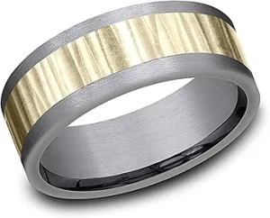 Benchmark 8mm Tantalum & 14k Yellow Gold Men's Wedding Band