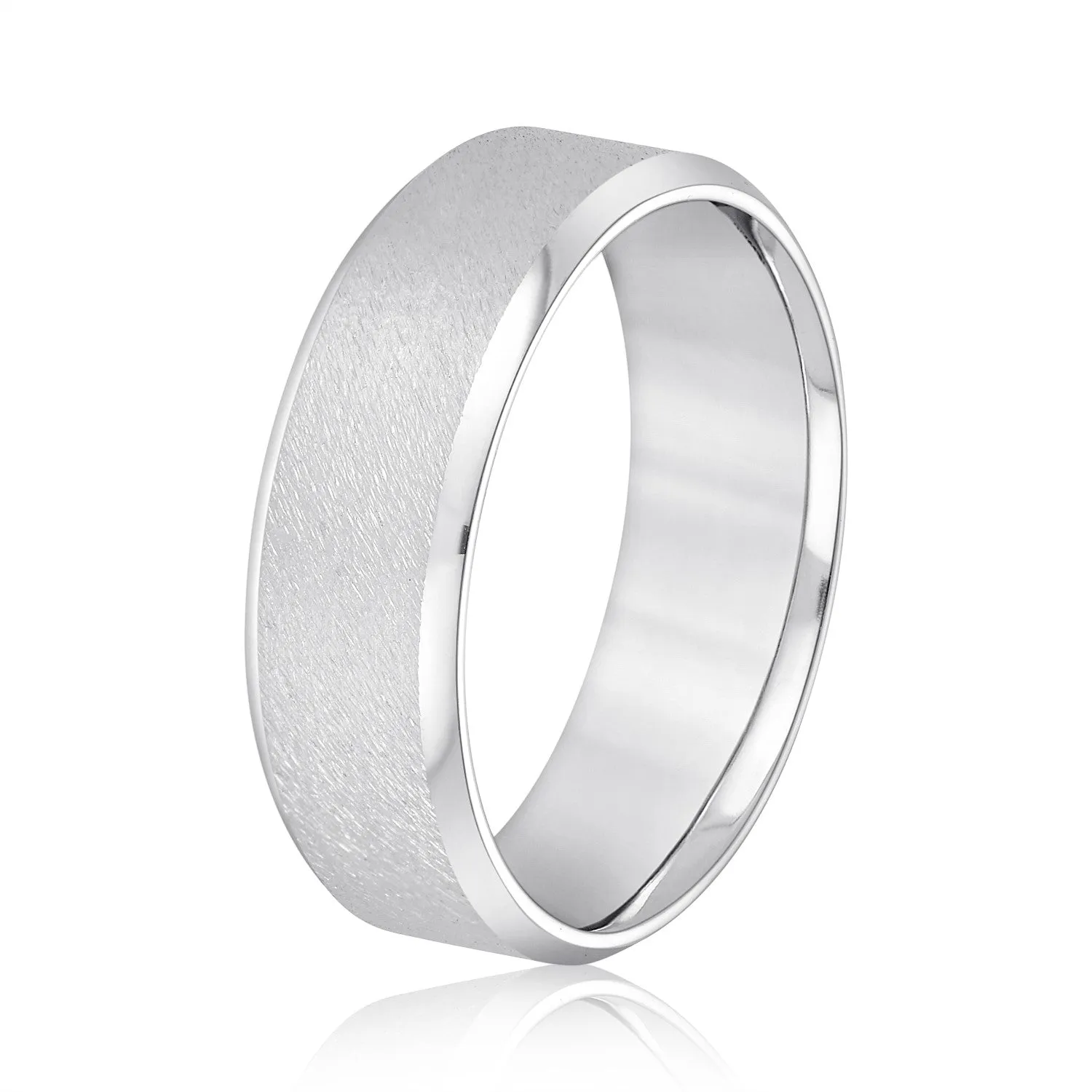 Beveled Edge Comfort Fit Sandblasted Finish Men's Band