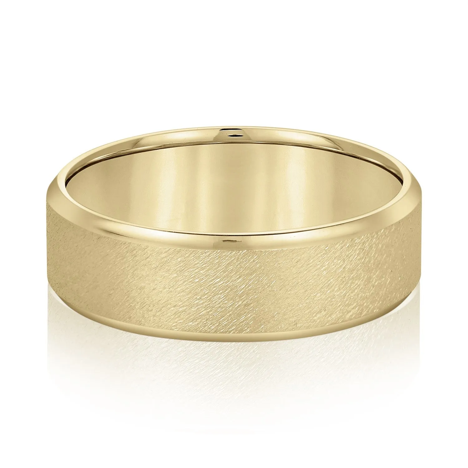 Beveled Edge Comfort Fit Sandblasted Finish Men's Band