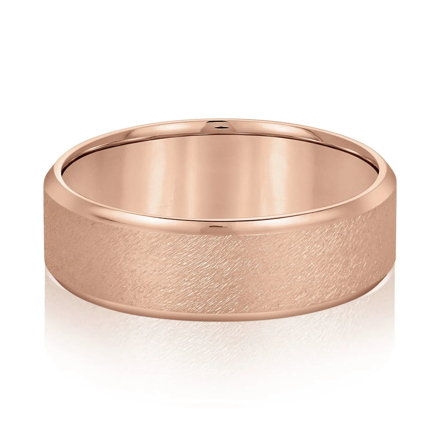 Beveled Edge Comfort Fit Sandblasted Finish Men's Band