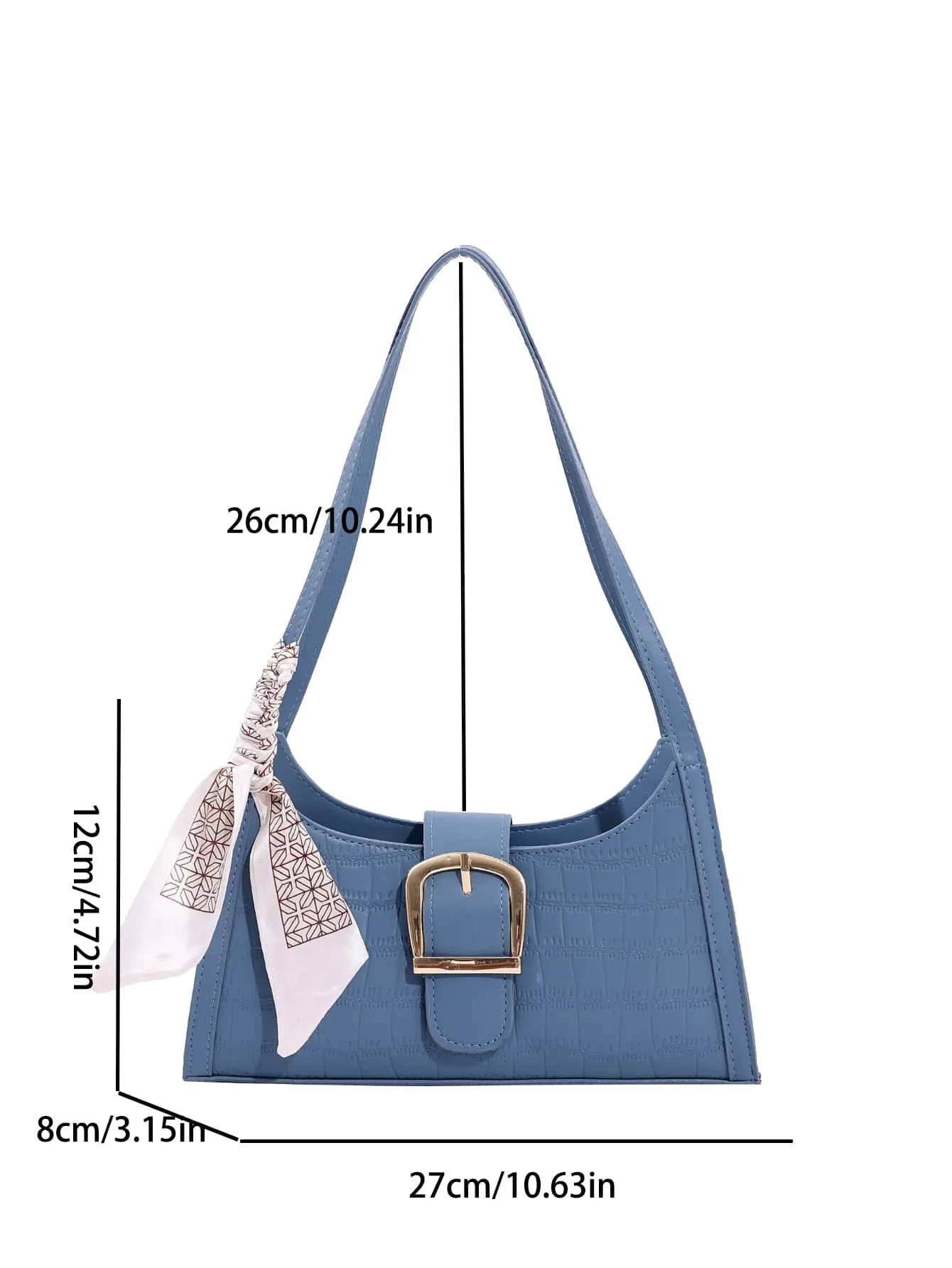 Blue Crocodile Pattern Armpit Bag - Blue