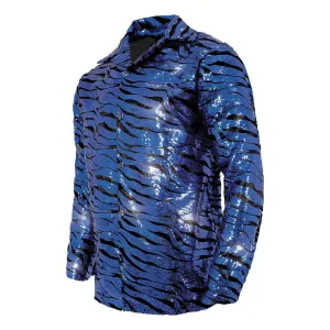 Blue Sequin Tiger Shirt