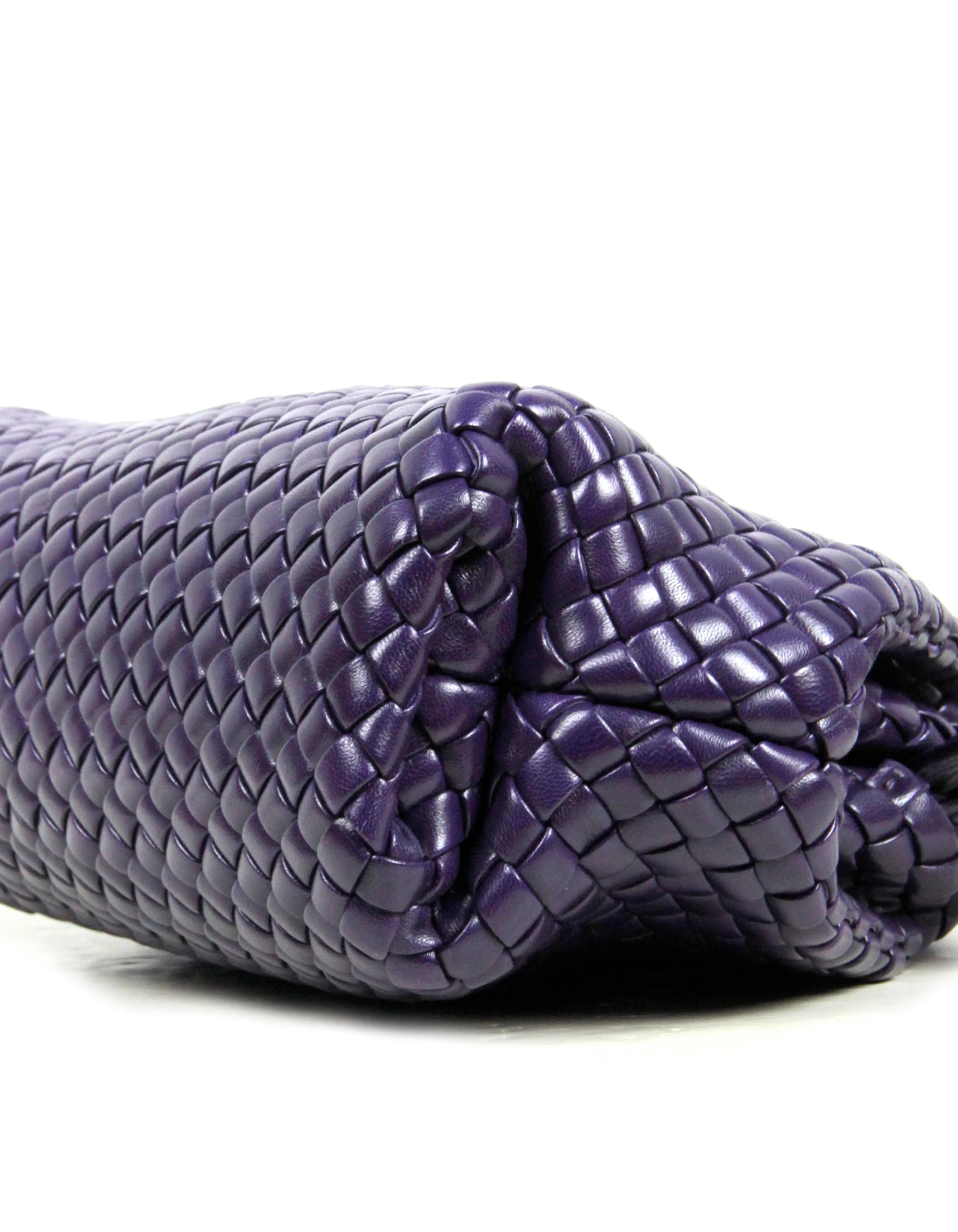 Bottega Veneta Raisin Purple Small Handle Intrecciato Leather Bag