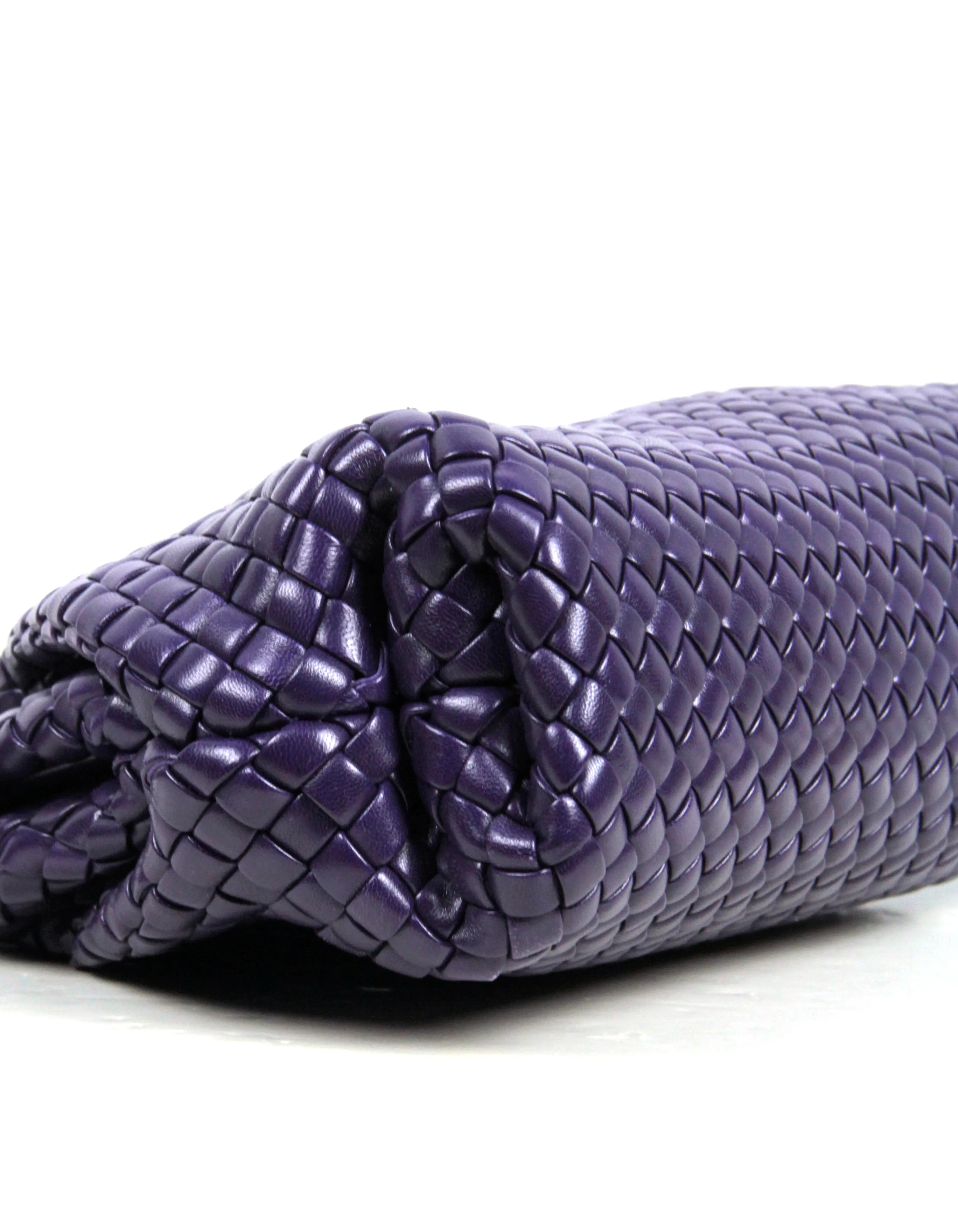 Bottega Veneta Raisin Purple Small Handle Intrecciato Leather Bag