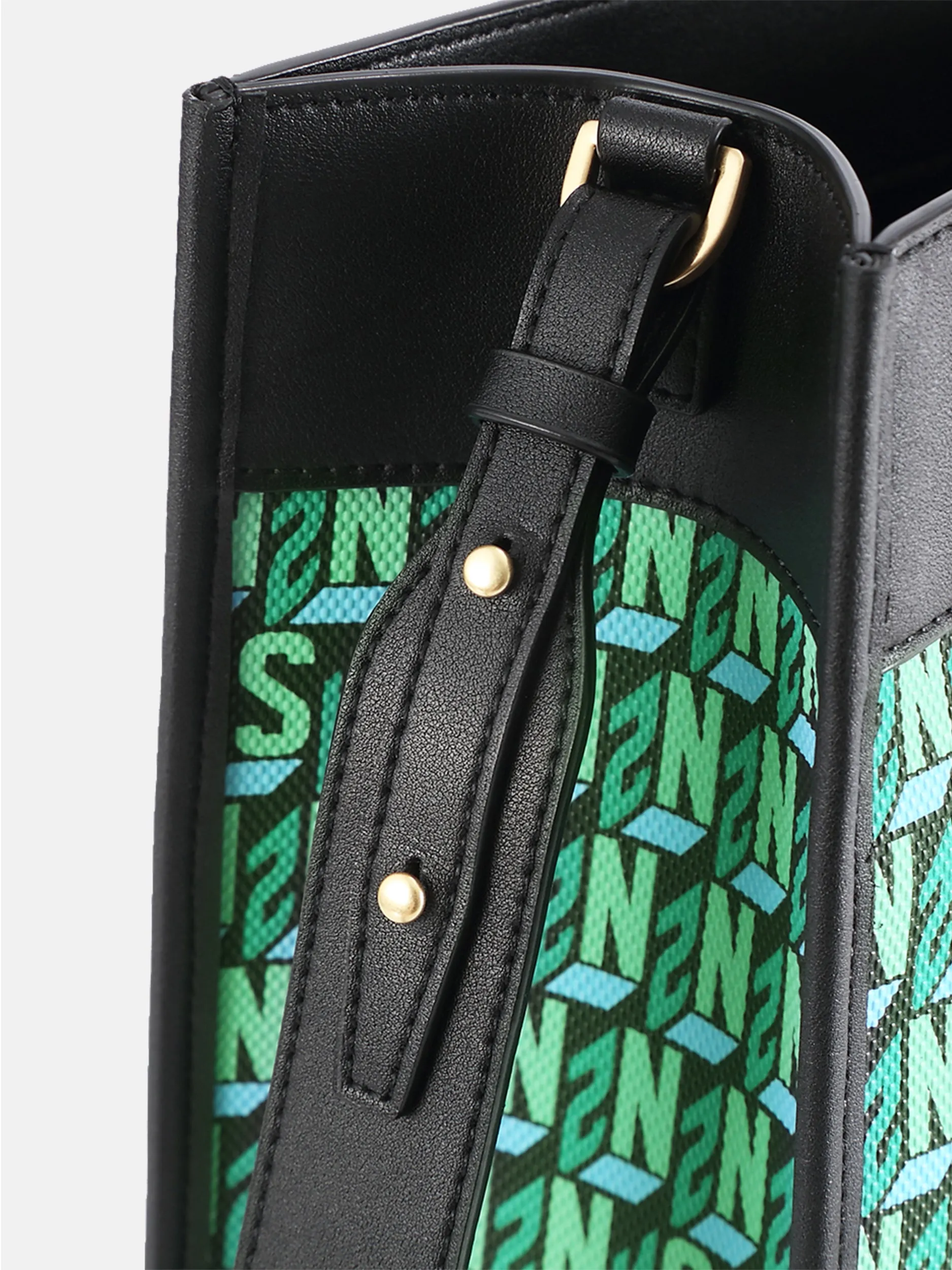 Brand Large Monogram Printed  Lnclined Shoulder Bag - Green