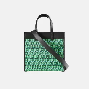 Brand Large Monogram Printed  Lnclined Shoulder Bag - Green