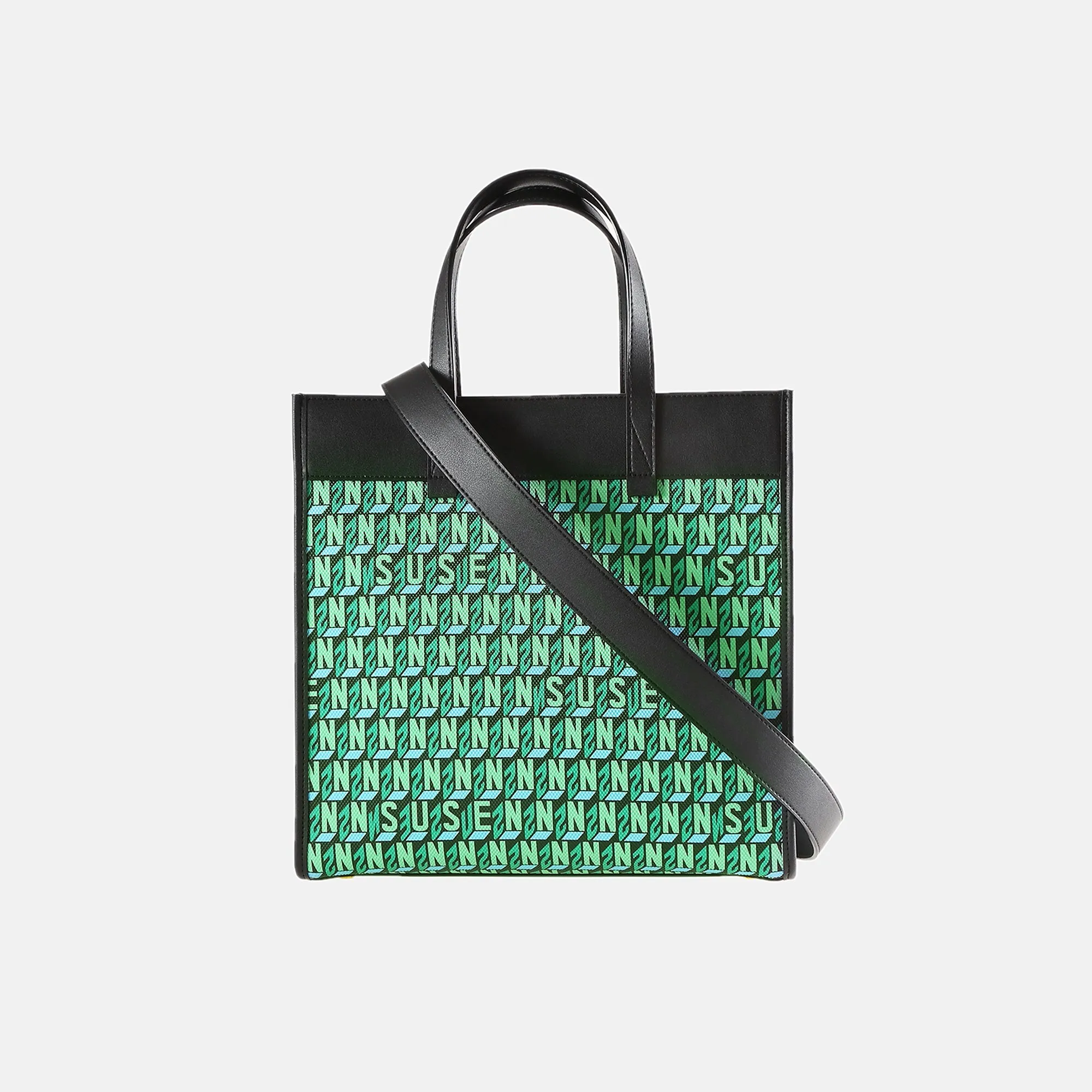Brand Large Monogram Printed  Lnclined Shoulder Bag - Green