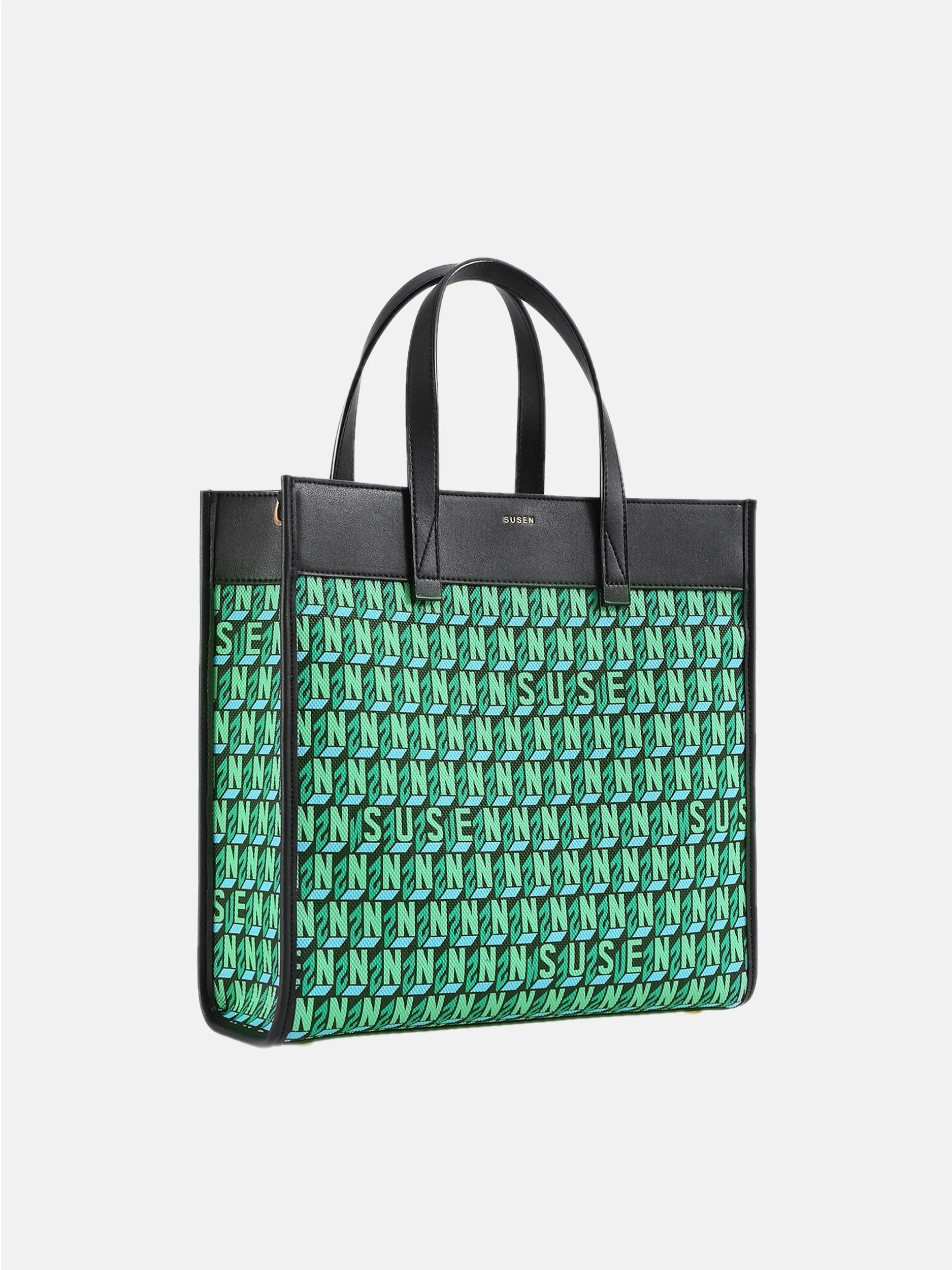 Brand Large Monogram Printed  Lnclined Shoulder Bag - Green
