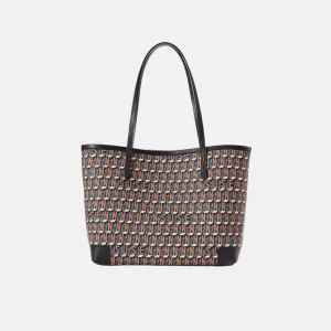 Brand Large Monogram Printed Tote Bag - Black