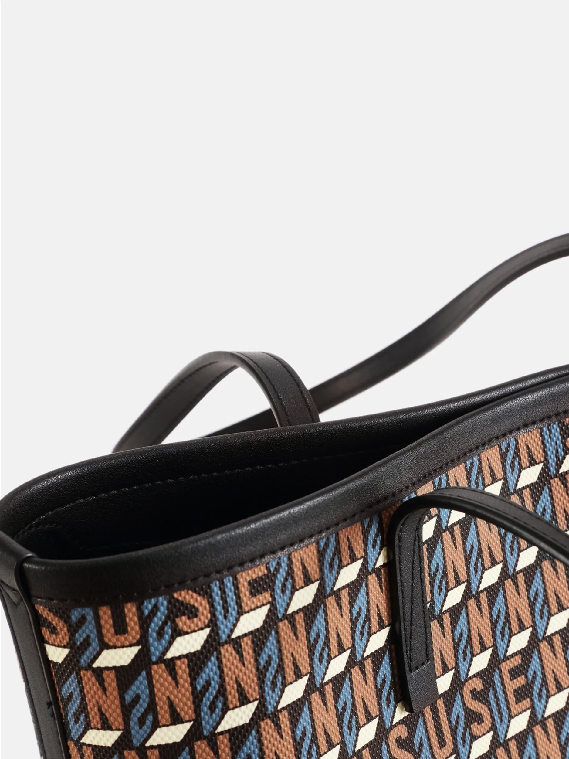 Brand Large Monogram Printed Tote Bag - Black