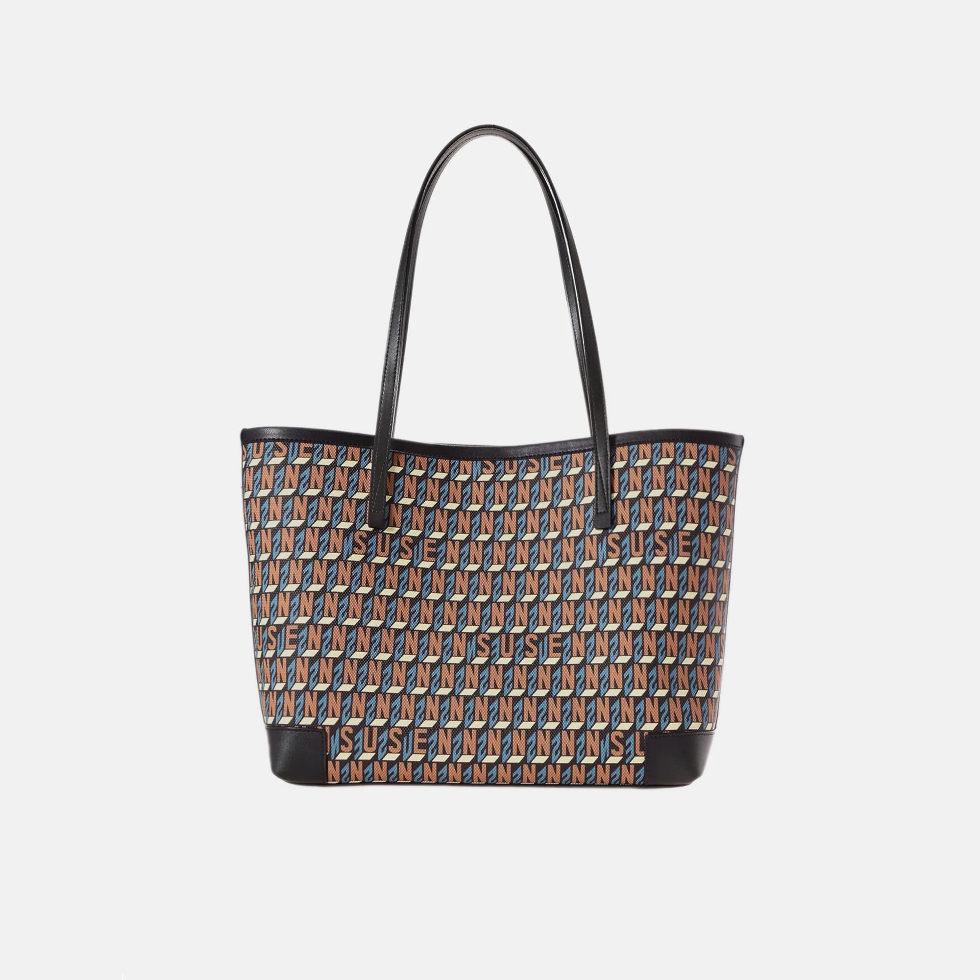 Brand Large Monogram Printed Tote Bag - Black