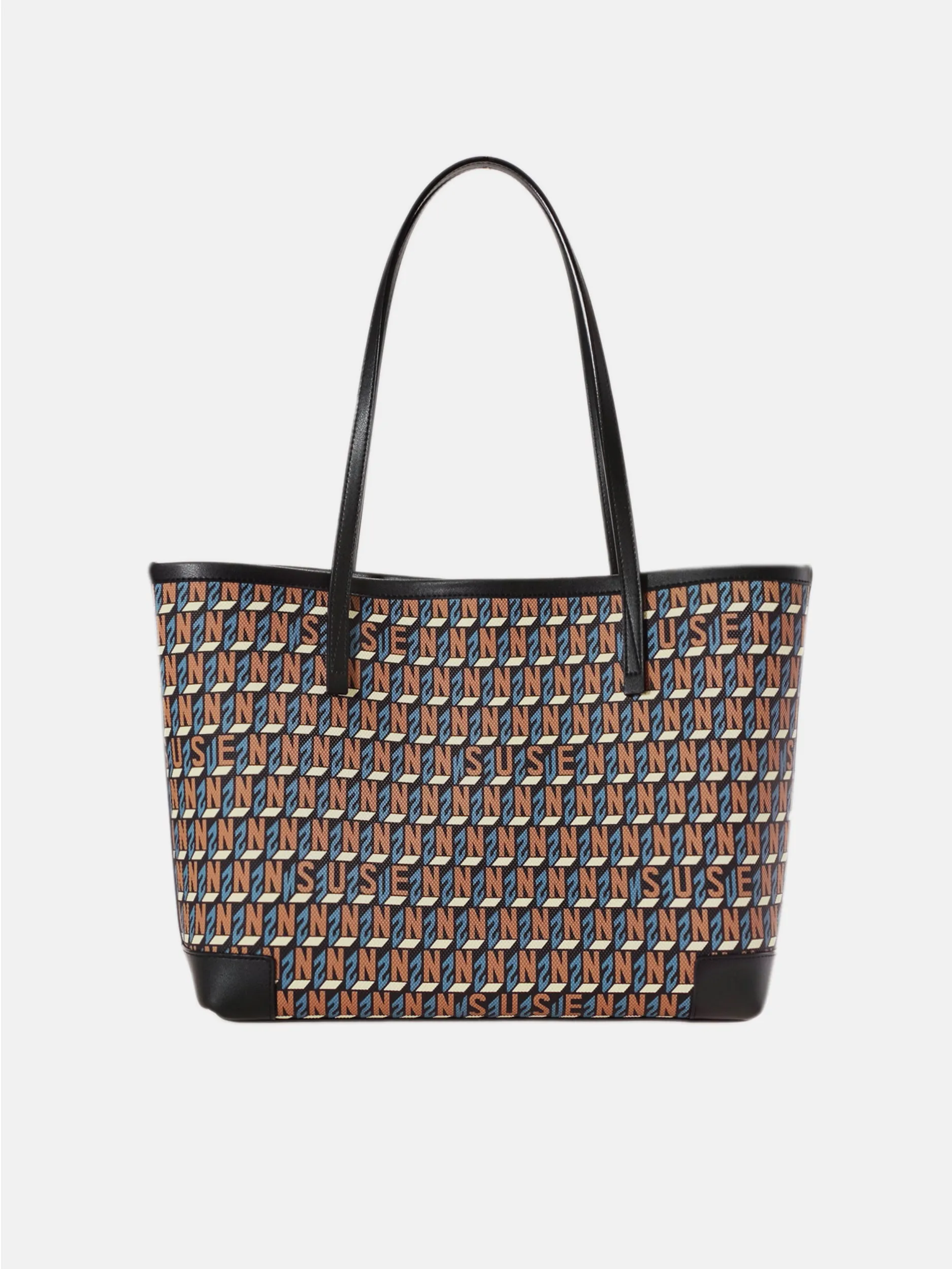 Brand Large Monogram Printed Tote Bag - Black