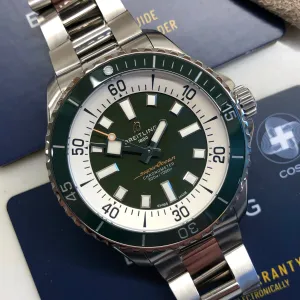 Breitling Superocean A17376 Green Stainless Steel 44mm Automatic Wristwatch with Box and Papers