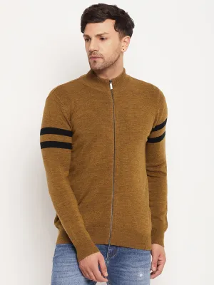 Camla Barcelona Horizontal Striped Dark Yellow Sweater For Men