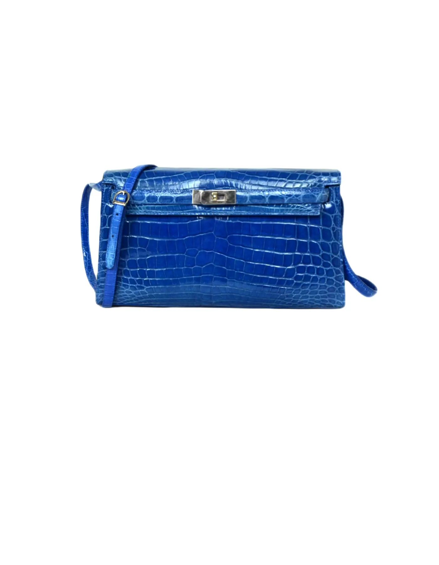 Cape Cobra Nile Crocodile Royal Blue Clutch/Shoulder Bag