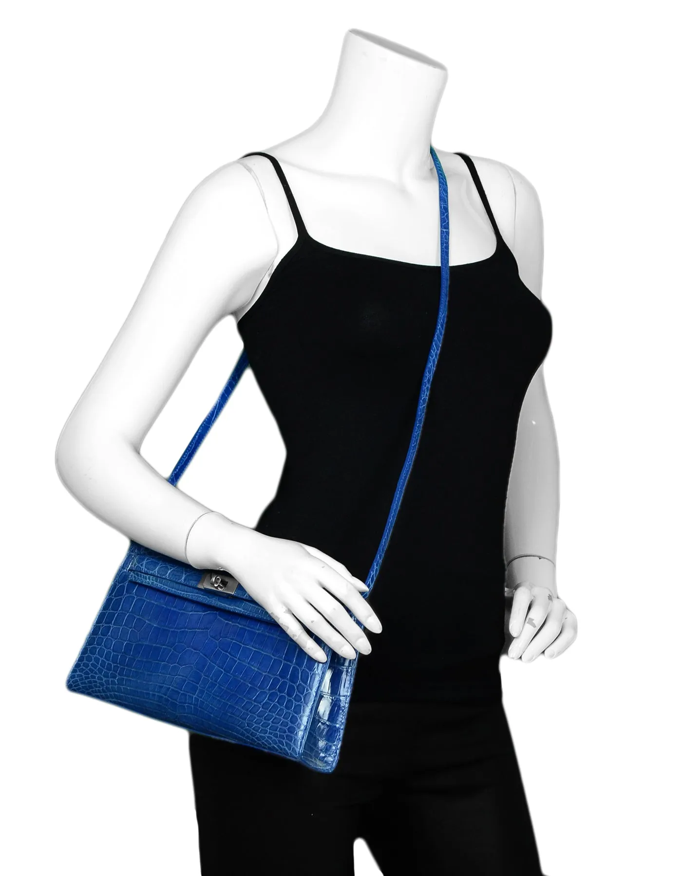 Cape Cobra Nile Crocodile Royal Blue Clutch/Shoulder Bag