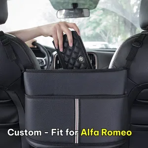 Car Purse Holder for Car Handbag Holder Between Seats Premium PU Leather, Custom Fit For Car, Hanging Car Purse Storage Pocket Back Seat Pet Barrier WAAR223