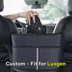 Car Purse Holder for Car Handbag Holder Between Seats Premium PU Leather, Custom Fit For Car, Hanging Car Purse Storage Pocket Back Seat Pet Barrier WALE223