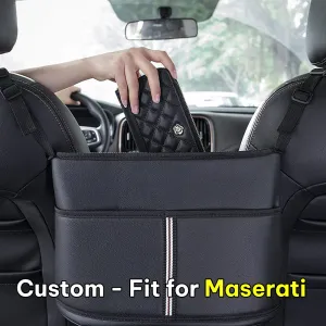 Car Purse Holder for Car Handbag Holder Between Seats Premium PU Leather, Custom Fit For Car, Hanging Car Purse Storage Pocket Back Seat Pet Barrier WAMS223
