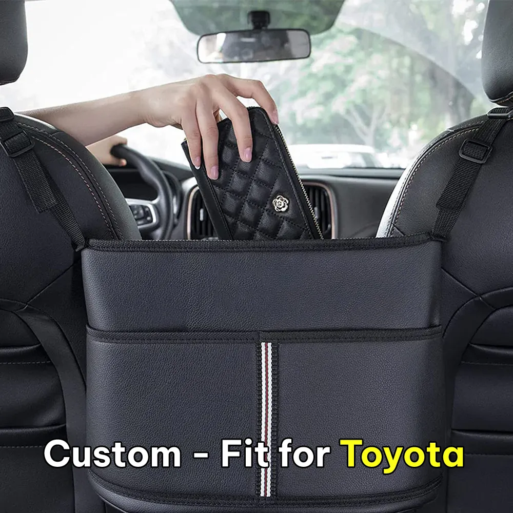 Car Purse Holder for Car Handbag Holder Between Seats Premium PU Leather, Custom Fit For Car, Hanging Car Purse Storage Pocket Back Seat Pet Barrier WAPF223