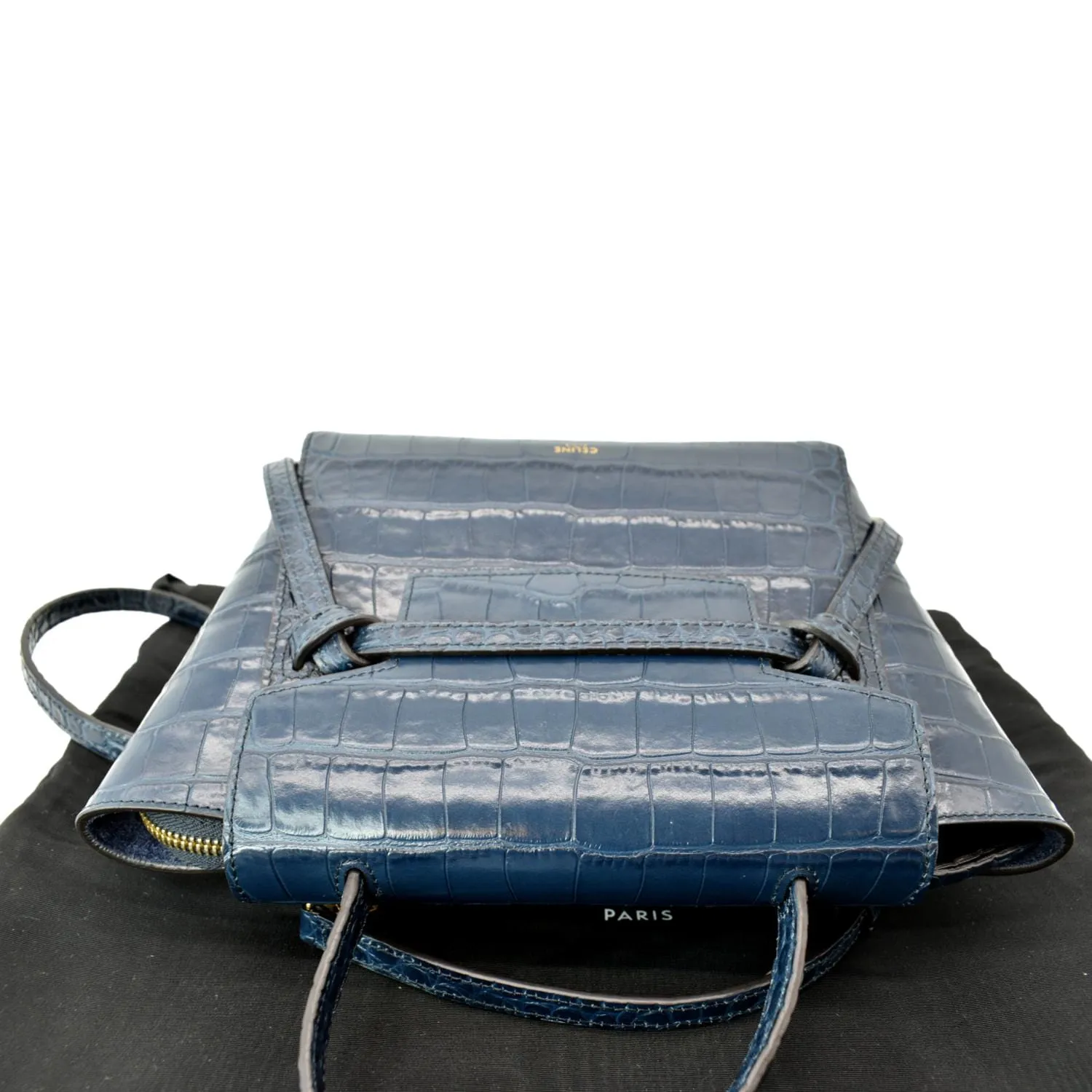 CELINE Nano Belt Embossed Leather Shoulder Bag Blue