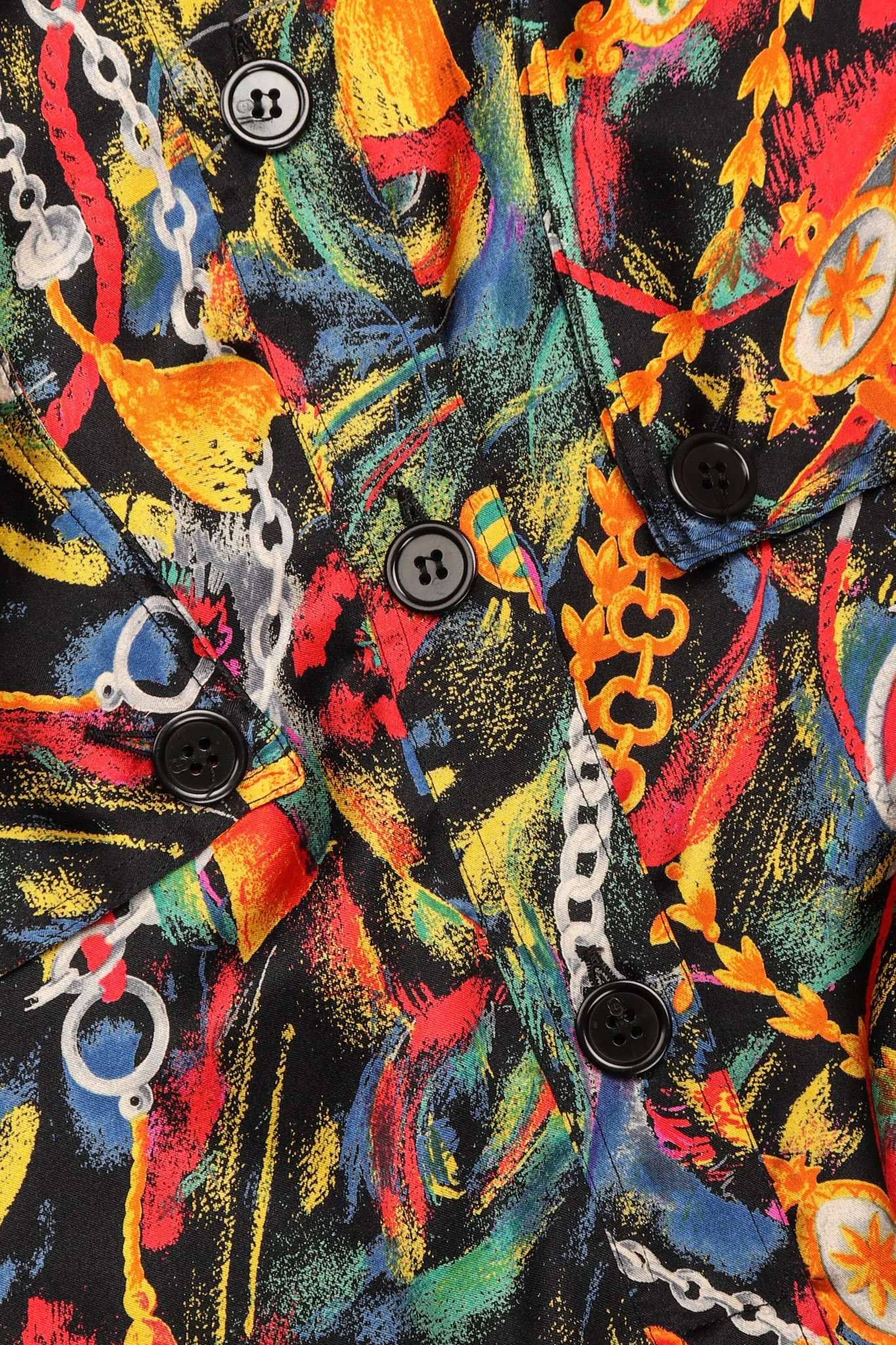 Chain Print Silk Trench Dress