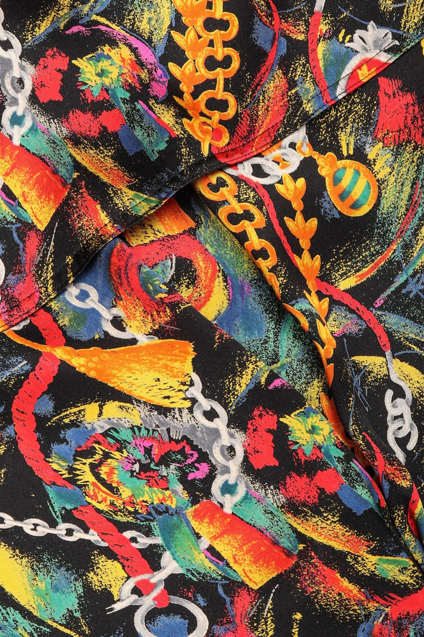 Chain Print Silk Trench Dress