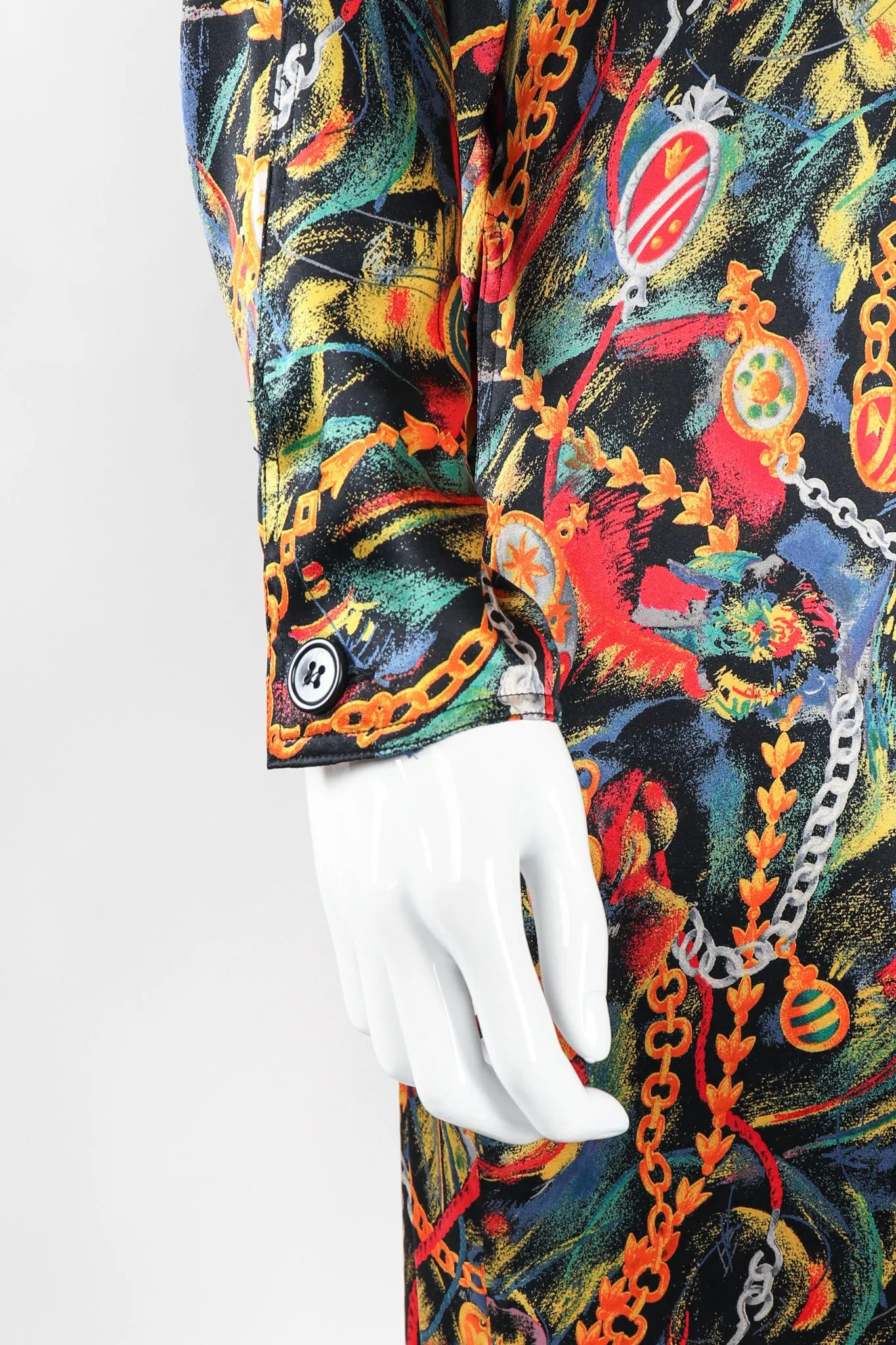 Chain Print Silk Trench Dress