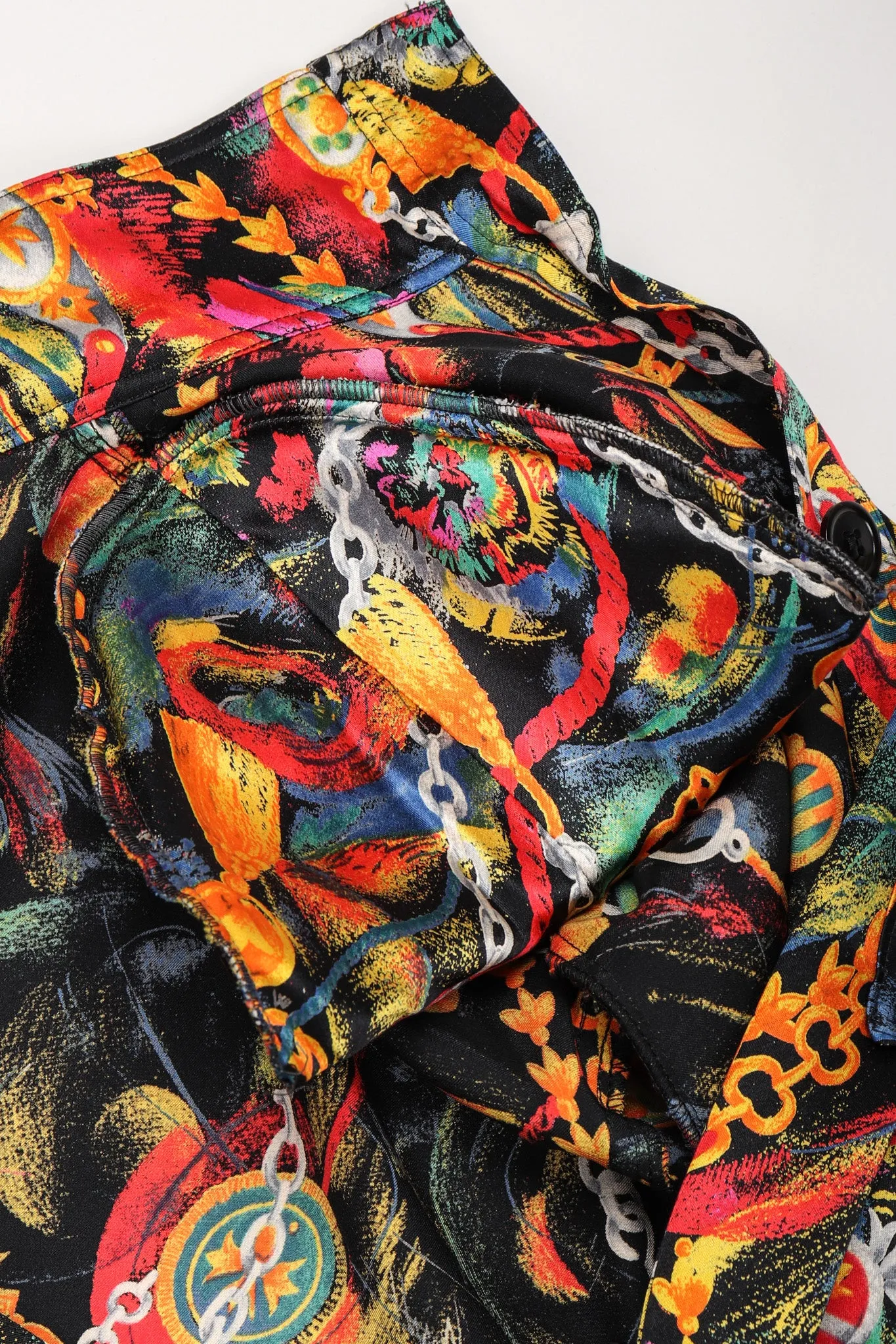 Chain Print Silk Trench Dress
