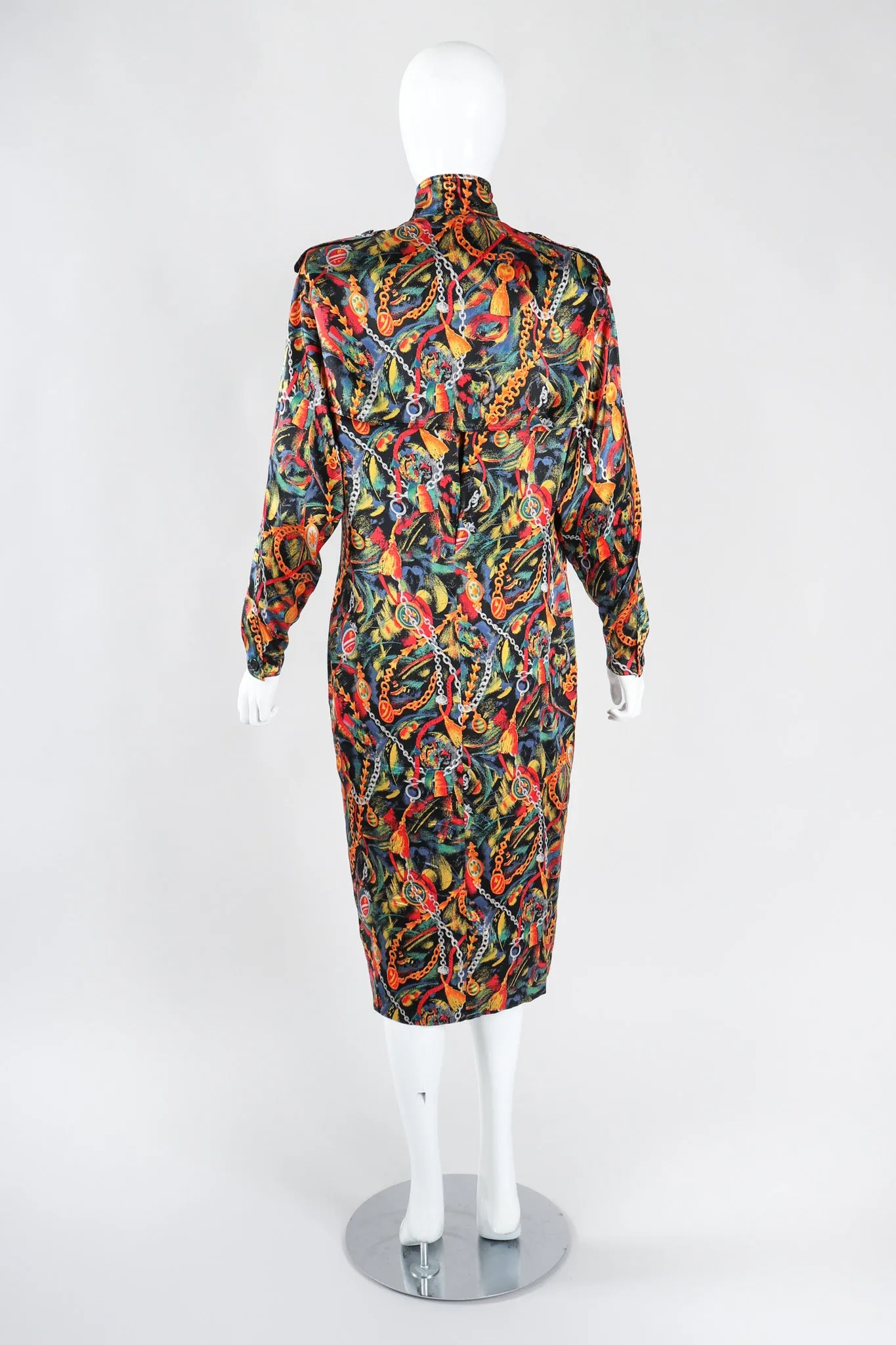 Chain Print Silk Trench Dress