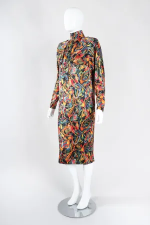 Chain Print Silk Trench Dress