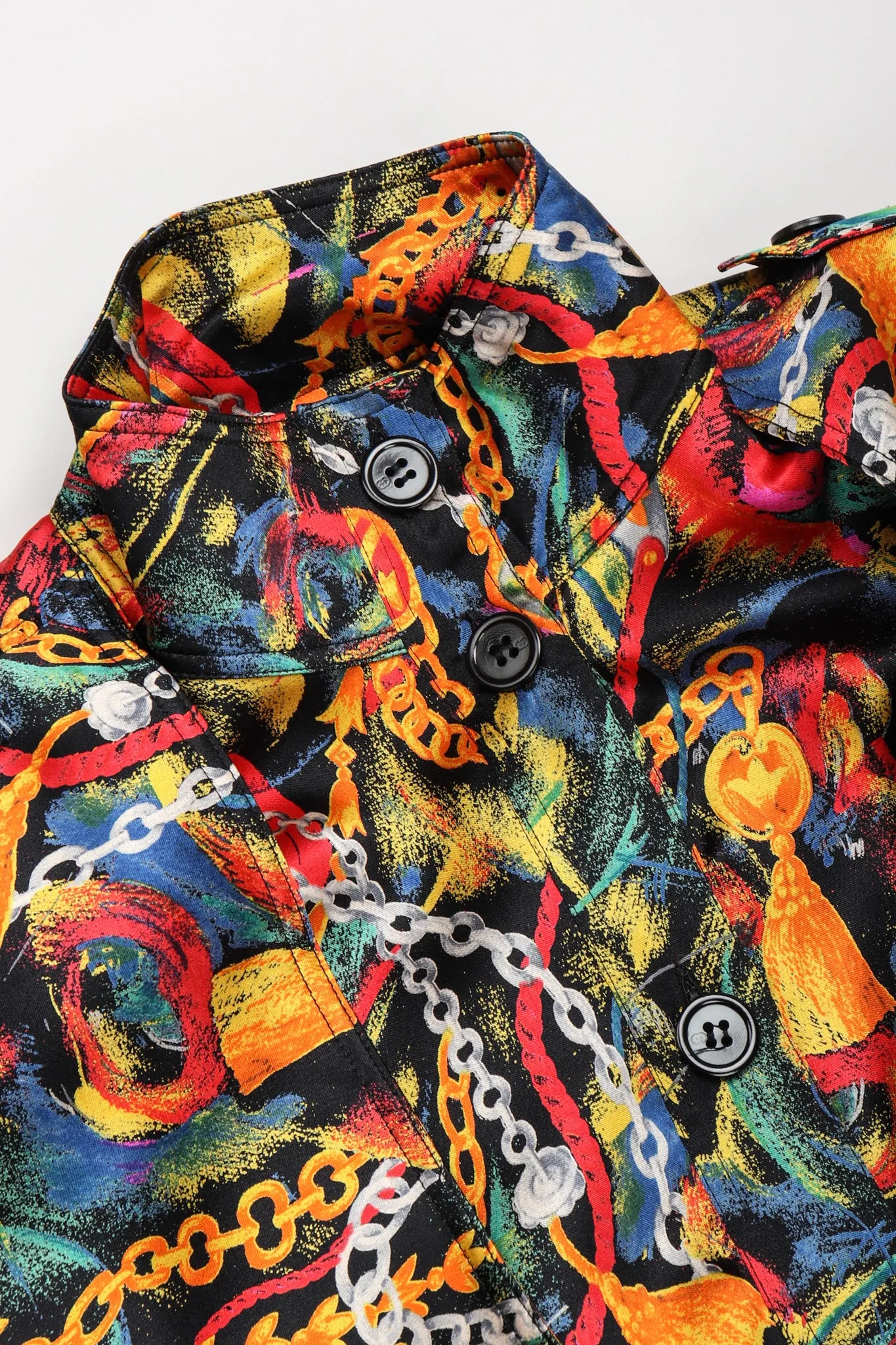 Chain Print Silk Trench Dress