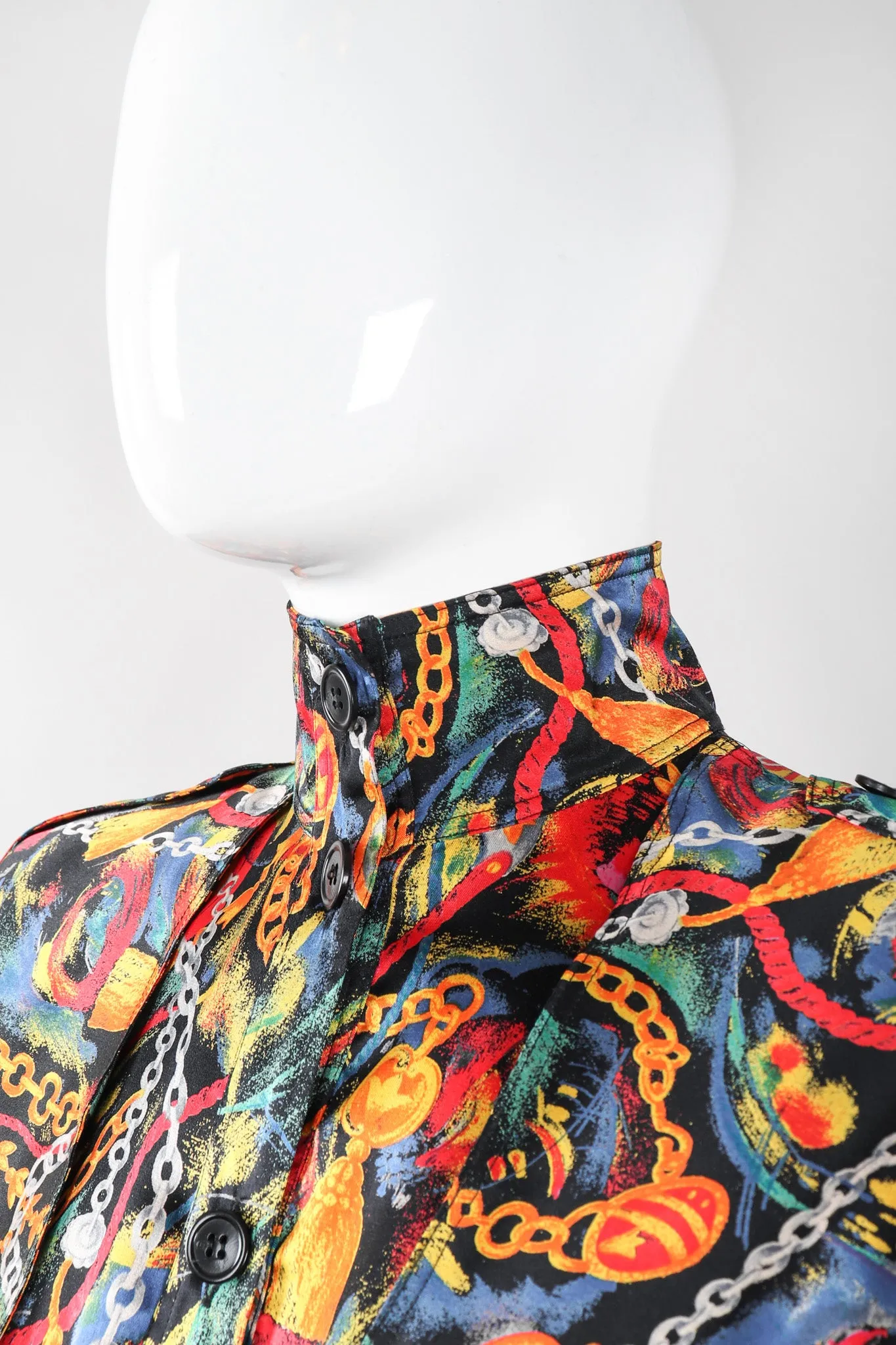Chain Print Silk Trench Dress