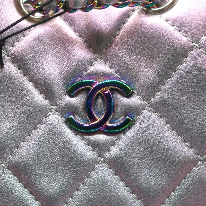 Chanel 17K Iridescent Gabrielle Medium Backpack Purple Quilted Leather NEW