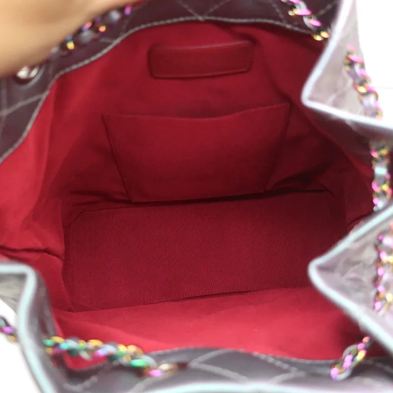 Chanel 17K Iridescent Gabrielle Medium Backpack Purple Quilted Leather NEW