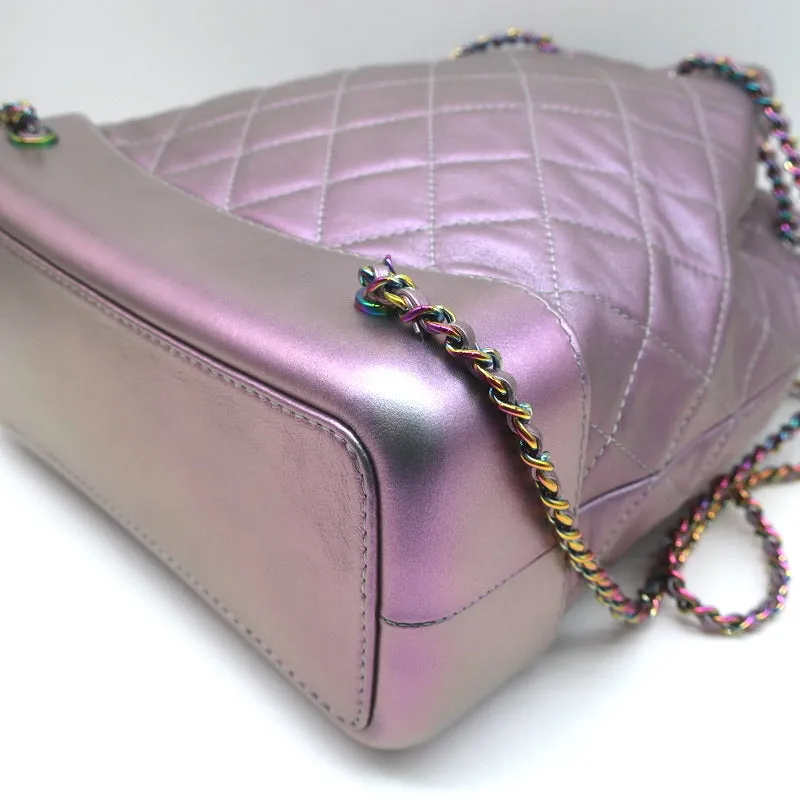 Chanel 17K Iridescent Gabrielle Medium Backpack Purple Quilted Leather NEW