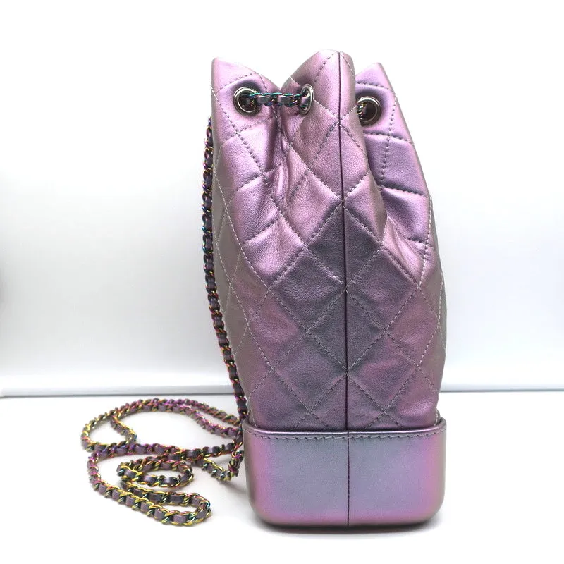 Chanel 17K Iridescent Gabrielle Medium Backpack Purple Quilted Leather NEW