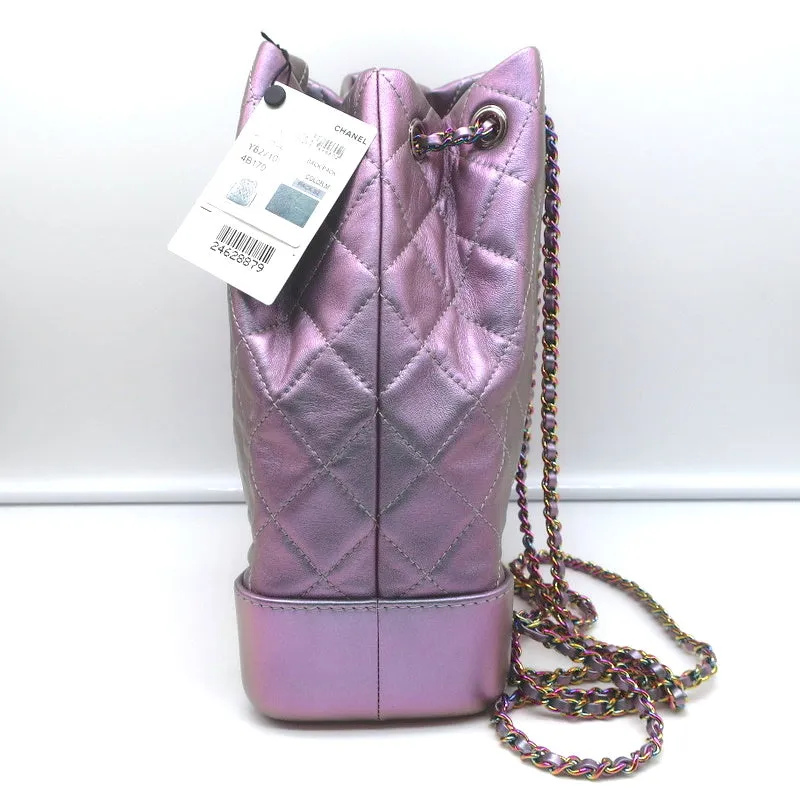 Chanel 17K Iridescent Gabrielle Medium Backpack Purple Quilted Leather NEW