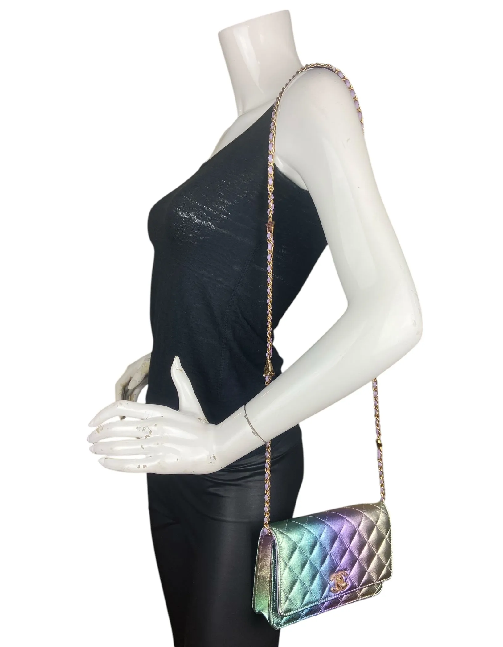 Chanel '24C Metallic Ombre Leather Wallet On Chain