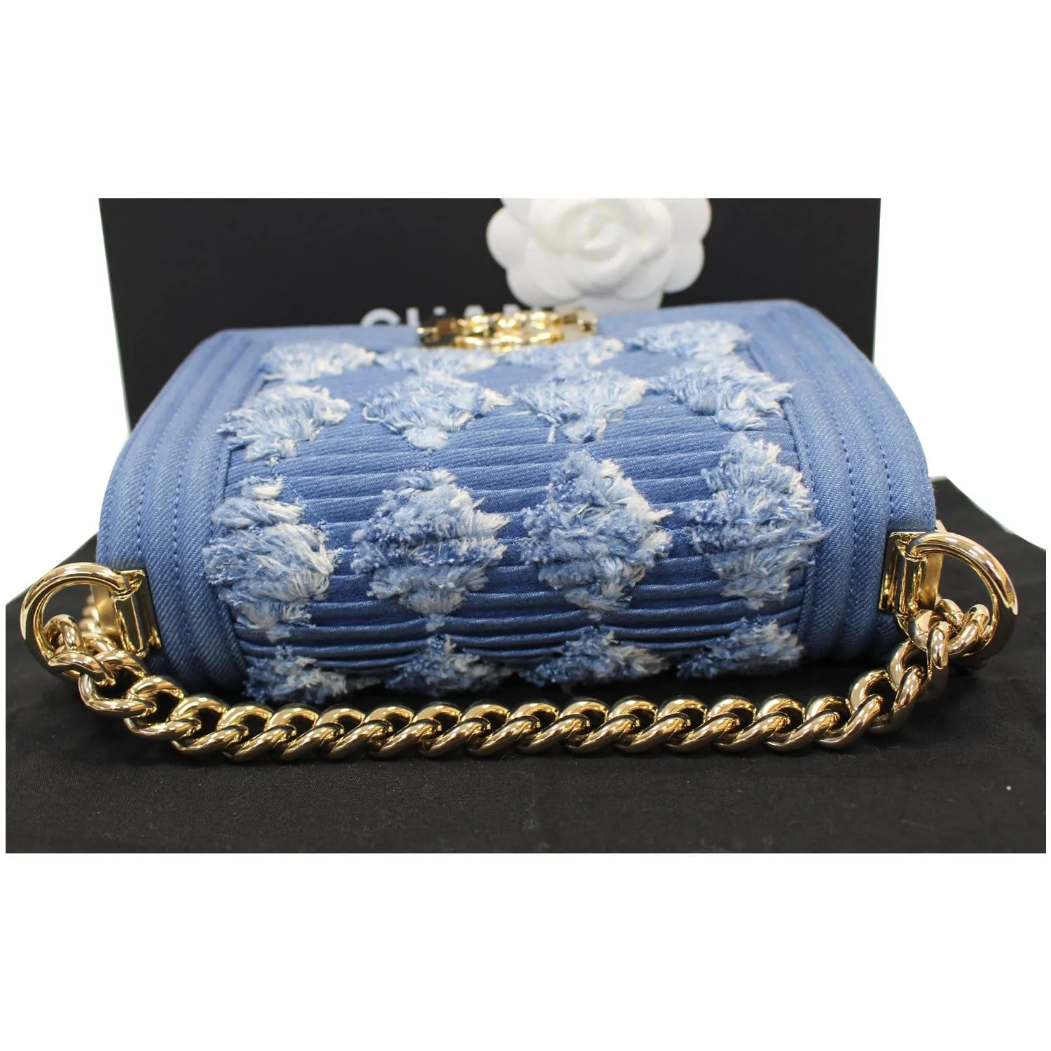 CHANEL Boy The 27th Mini Denim Shoulder Bag Blue