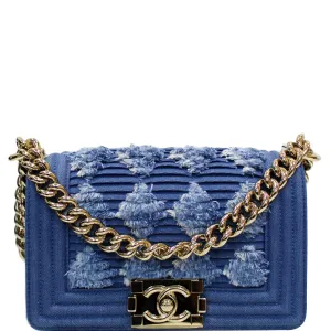CHANEL Boy The 27th Mini Denim Shoulder Bag Blue