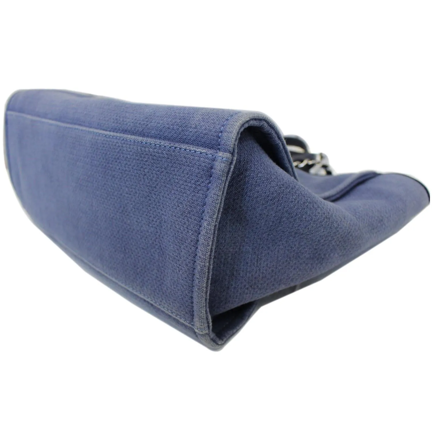 CHANEL Canvas Deauville Large Tote Denim Blue Shoulder Handbag