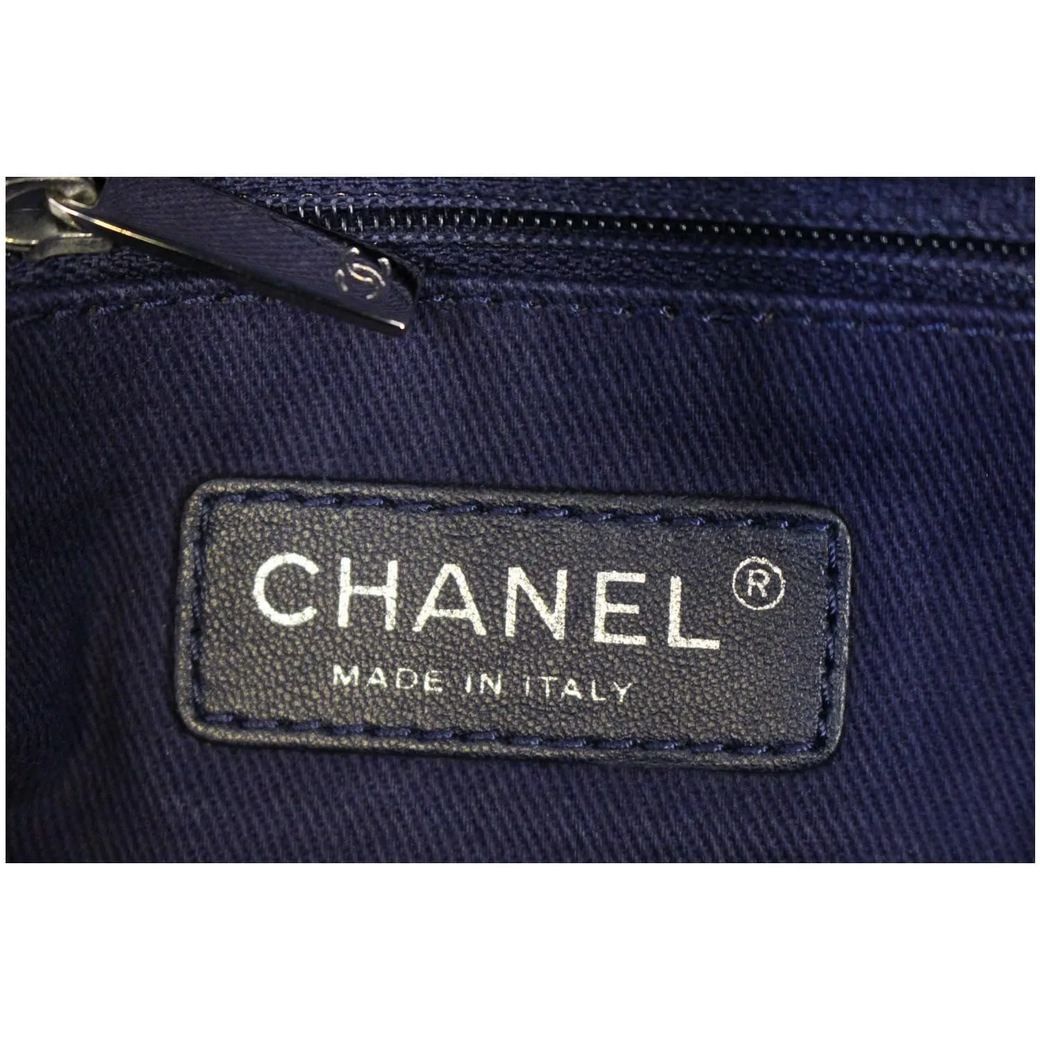 CHANEL Canvas Deauville Large Tote Denim Blue Shoulder Handbag