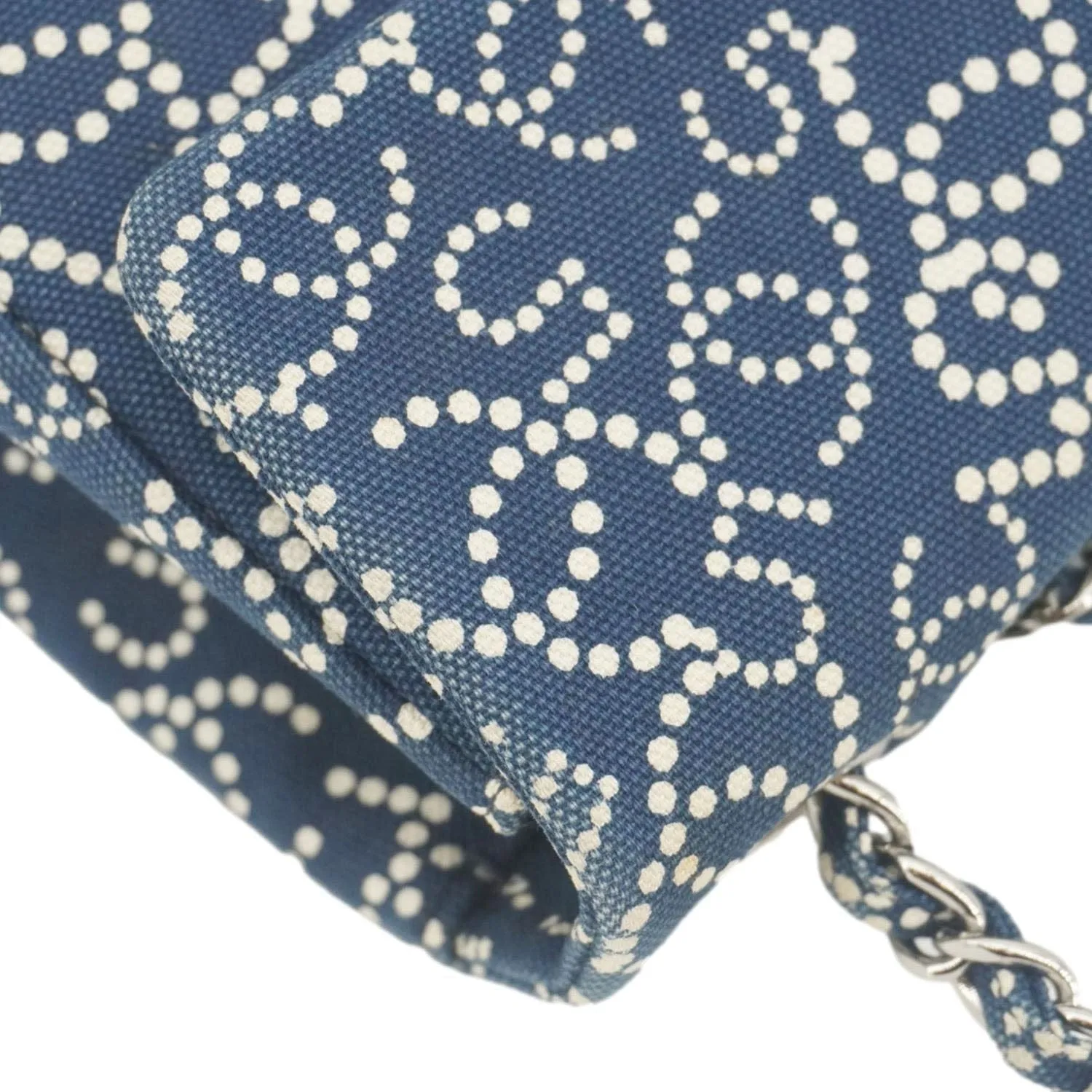 CHANEL Coco Mark No 5 Icon Canvas Chain Shoulder Bag Navy Blue