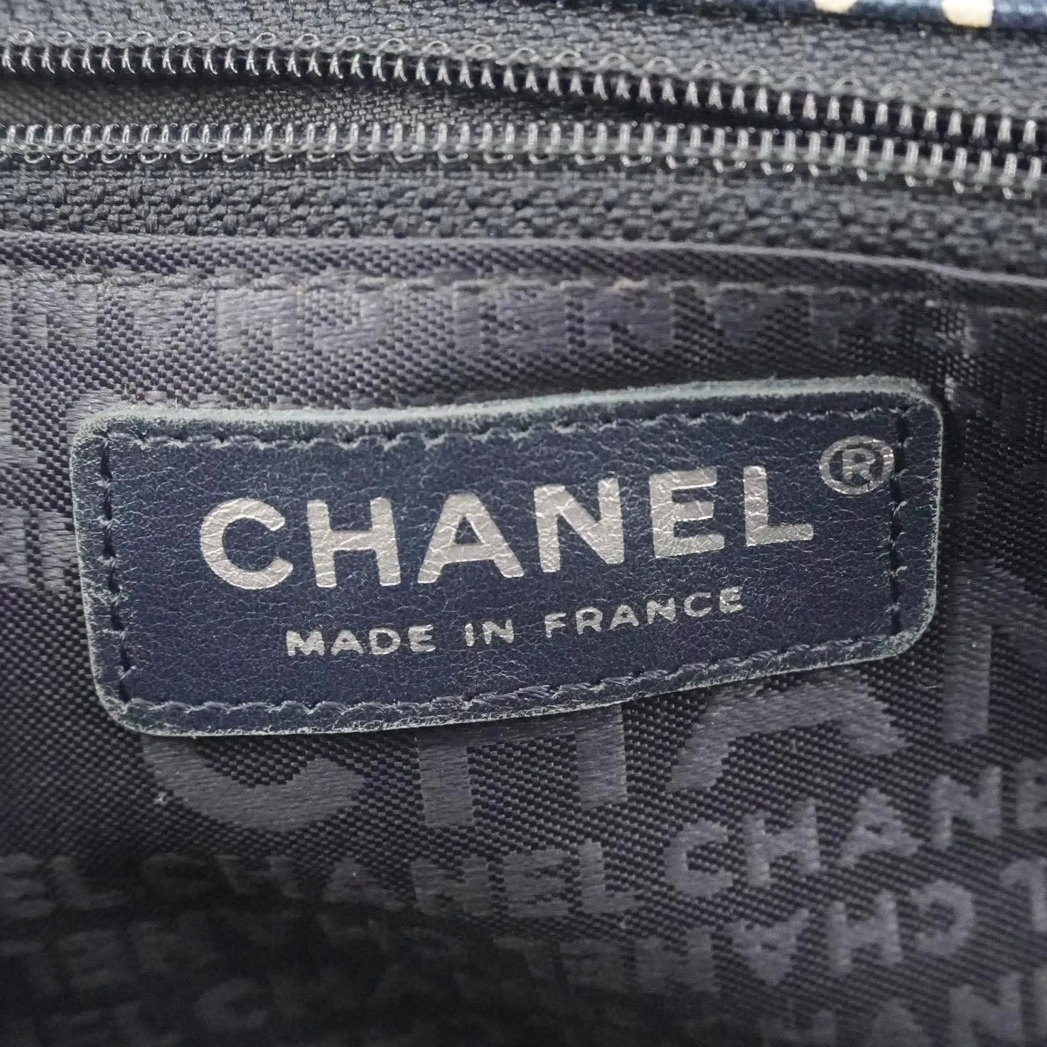 CHANEL Coco Mark No 5 Icon Canvas Chain Shoulder Bag Navy Blue