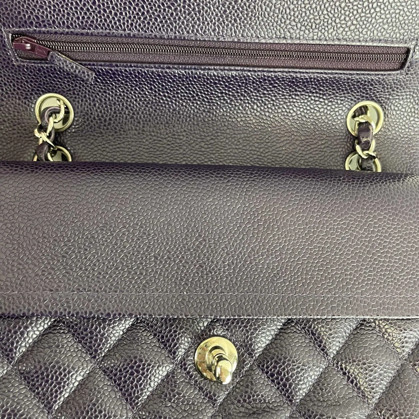 Chanel - Excellent - Caviar RARE Purple Quilted Small Double Flap - Handbag