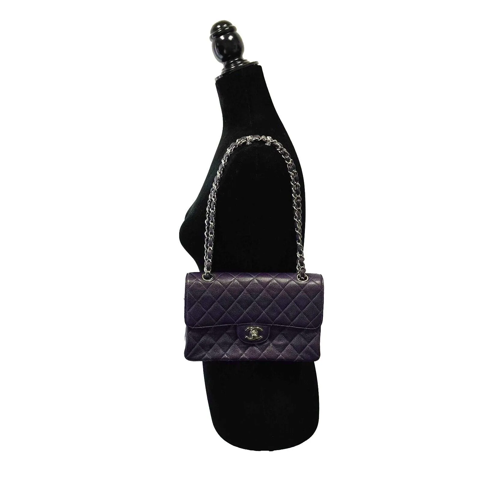 Chanel - Excellent - Caviar RARE Purple Quilted Small Double Flap - Handbag