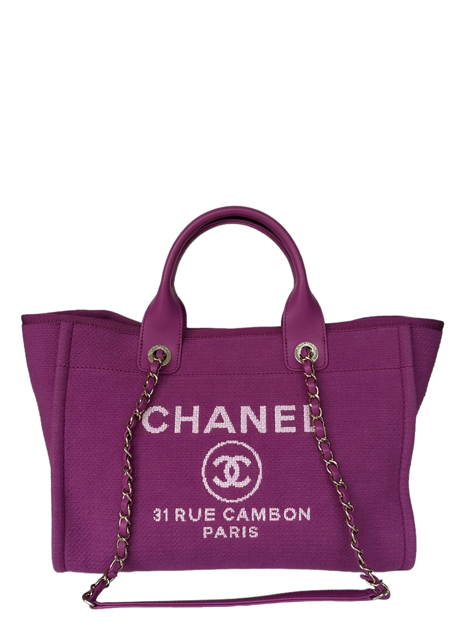 Chanel Mixed Fibers Magenta Small Deauville Tote